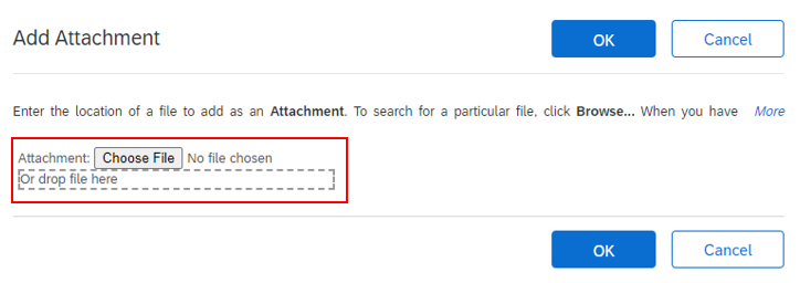 A screenshot of the Add attachment pop-up box, with the browse link highlighted