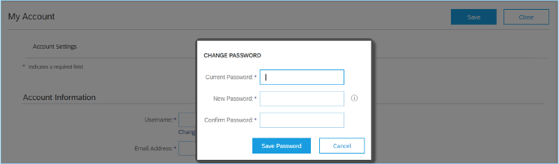 Screenshot of the Change Password window.